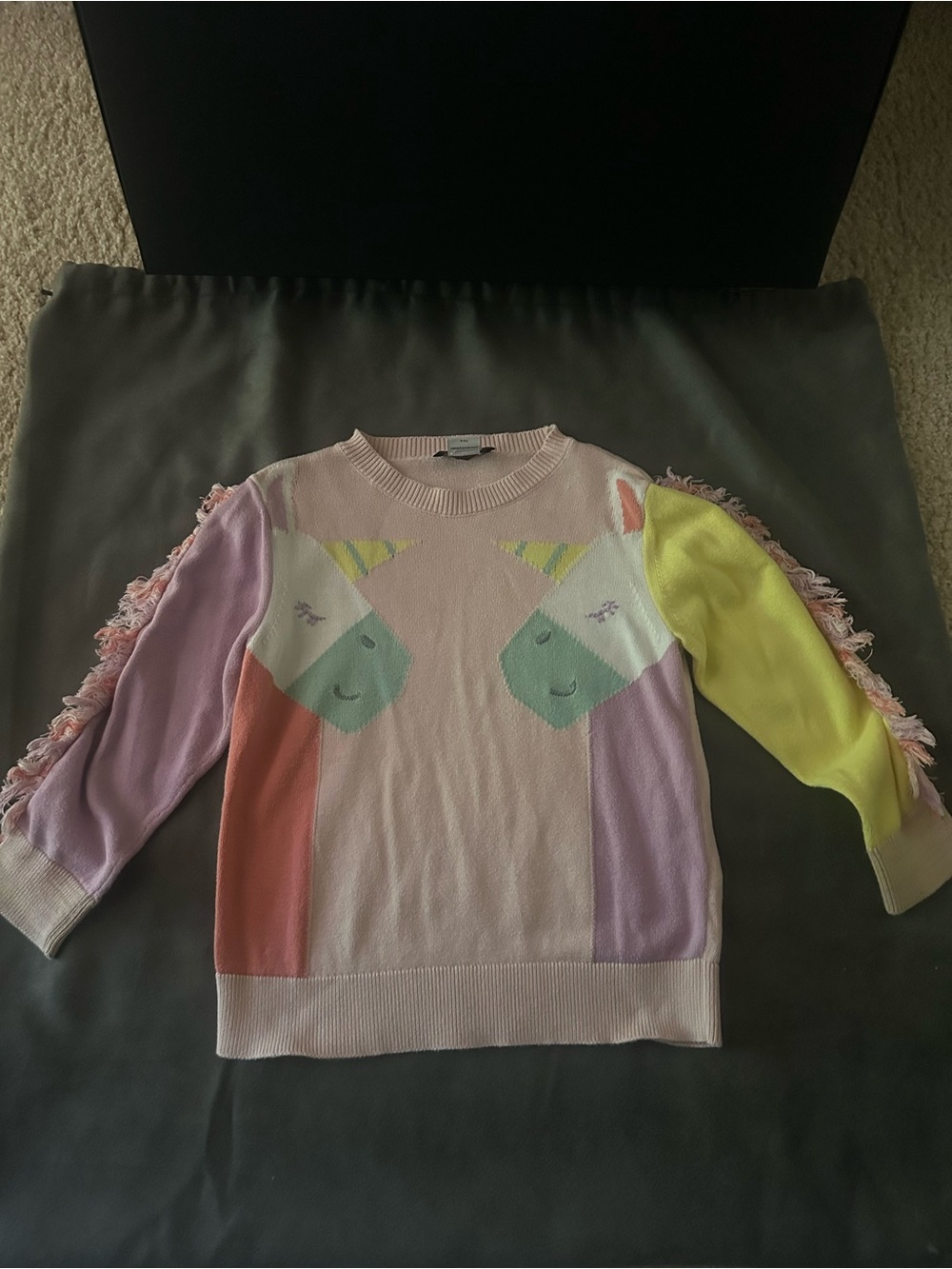 Stella McCartney Pastel Pink Unicorn Graphic Knit Sweater